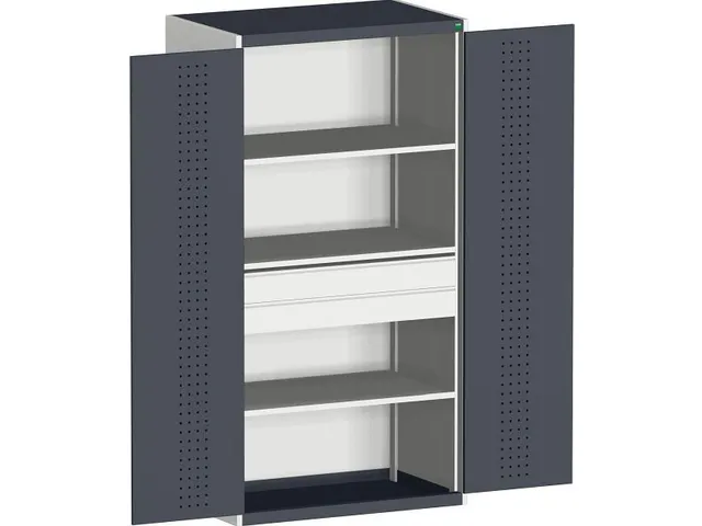 systeemkast 2000x1300x650mm 3xStalen bodem 2laden Ral7035 Ral7016