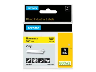 Labeltape Dymo Rhino 18433 Vinyl 19mmx5.5m Zwart Op Geel - 3
