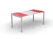 Bureau 750x1800x800mm rouge/blanc 4 pieds blanc