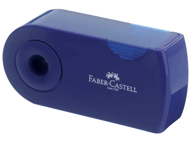 puntenslijper Faber-Castell "Sleeve" rood/blauw 2 gaats display a 12 s