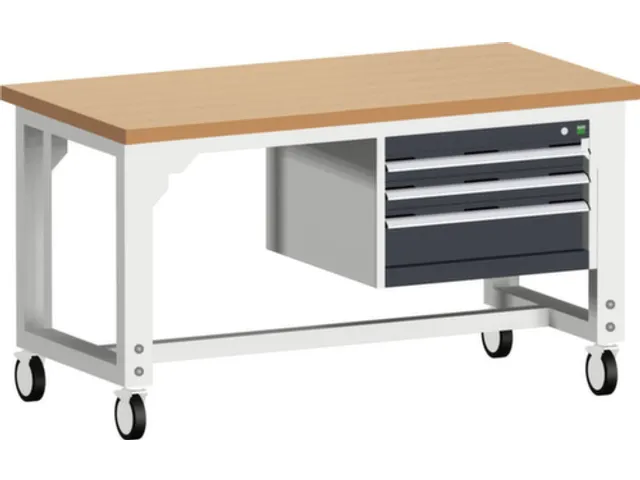 werkbank,verrijdbaar,HxBxD 840-1140x1500x750mm,beukenblad