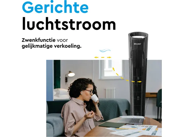 Torenventilator F500 zwart 79cm Stille Ventilator