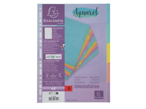 Tabbladen 5 ind. A4 glansk. 400g AQUAREL