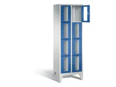 Lockerkast 1850x610x500mm 2x4 vakken Cilinderslot Poten, RAL5010