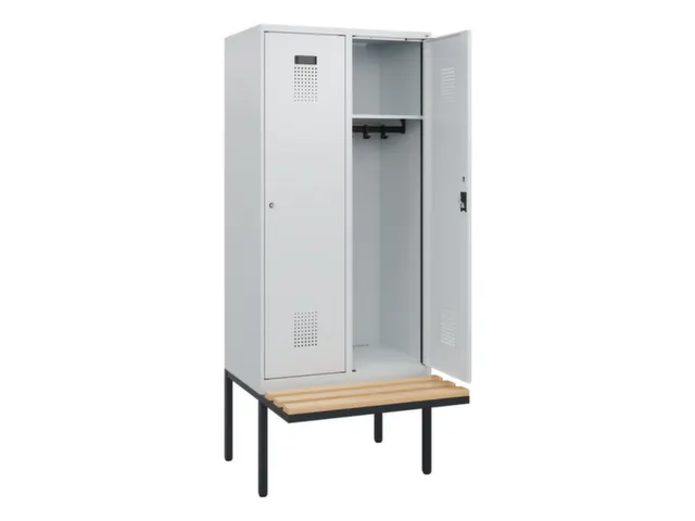 locker met bank,HxBxD 1950x800x815mm,2vak,vak B 400mm,cilinderslot