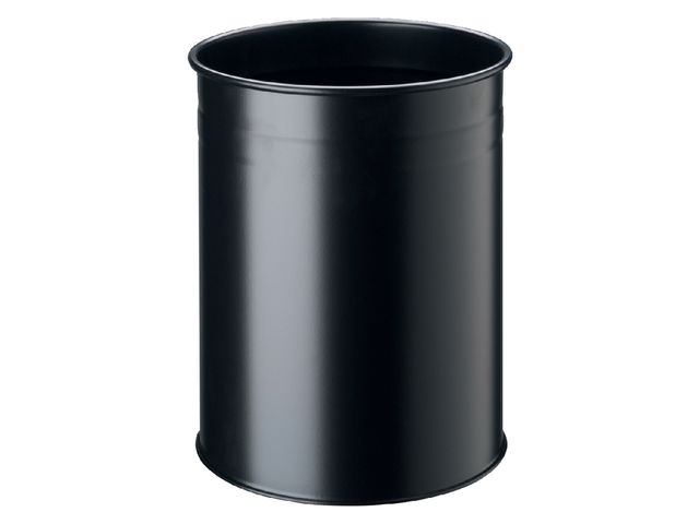 Papierbak Durable 3304-01 15 liter rond zwart | AfvalbakkenOnline.be