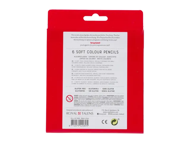 Crayon de couleur Bruynzeel Kids Soft + taille-crayon 6 couleurs