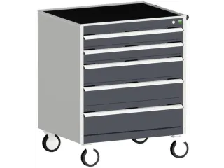 ladekast verrijdbaar 980x800x525mm 5laden romp RAL7035 front RAL7016 - 1
