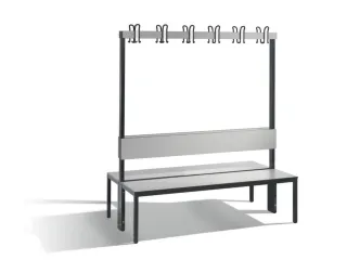 omkleedbank,HxLxD 1710x1500x760mm,HPL zilvergrijs,frame staal RAL7021 - 1