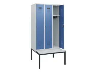 locker met bank,HxBxD 1950x900x815mm,3vak,vak B 300mm,cilinderslot - 1