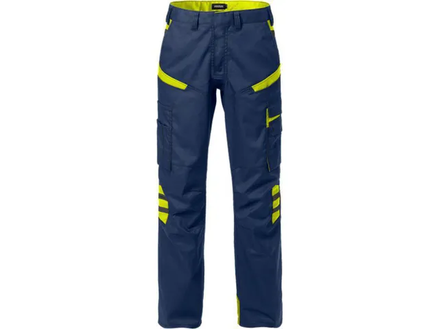 Fristads 2554 STFP dames P/COT werkbroek, marineblauw/fluo geel, maat