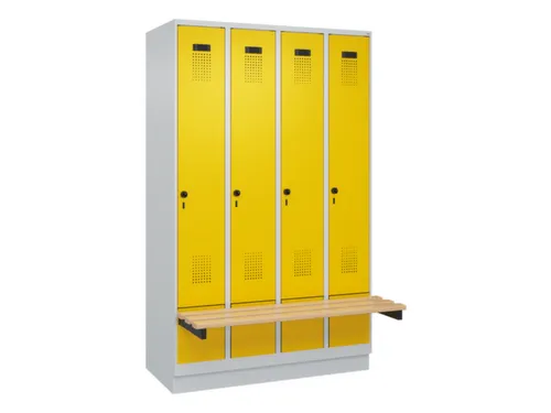 locker met bank,HxBxD 1950x1200x815mm,4vak,vak B 300mm,draaigrendel