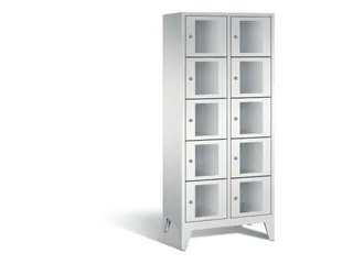 Lockerkast 1850x810x500mm 2x5 vakken Cilinderslot Poten, RAL7035 - 2