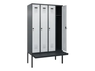 locker met bank,HxBxD 2120x1200x815mm,4vak,vak B 300mm,draaigrendel - 1