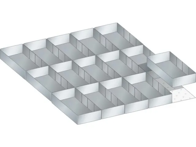 kit de bacs de rangement 15bacs p. face avant H 50mm larg. 500mm