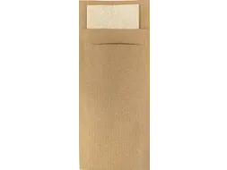 Bestekzakje IEZZY 190x85mm kraft met gerecycled servet 500 stuks