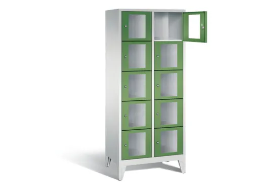 Lockerkast 1850x810x500mm 2x5 vakken Cilinderslot Poten, RAL6011