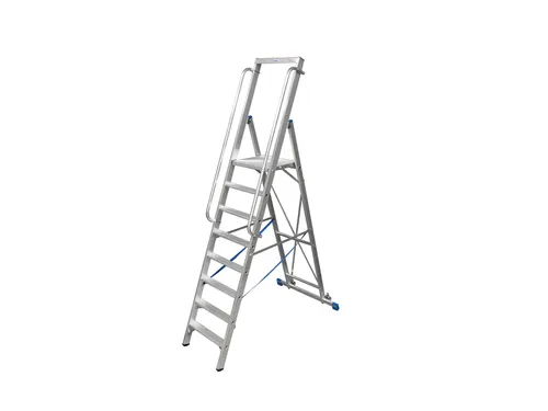 verrijdbare treden-platformladder eenzijdig 8treden stand H 1 9m