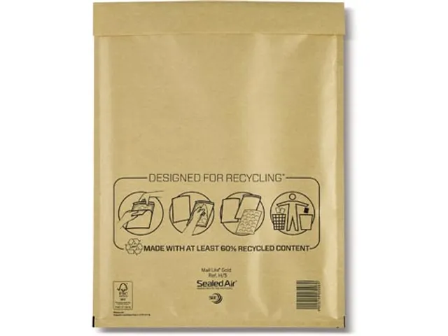 luchtkussenenveloppen, goud, H/5, 270 x 360 mm, doos van 50 stuks