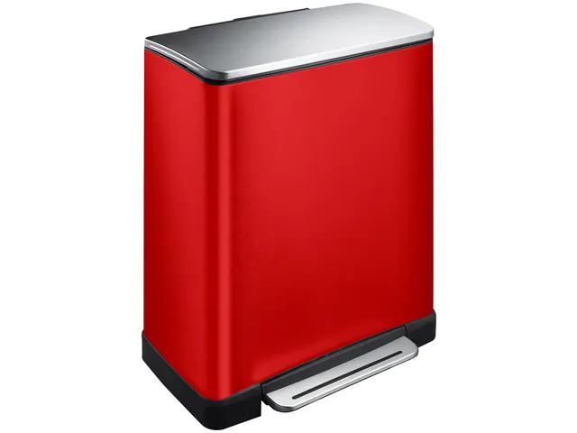 E-Cube recycling pedaalemmer Rood Mat RVS 28+18 Liter