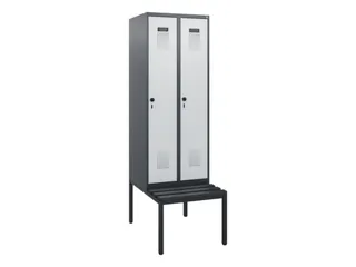 locker met bank,HxBxD 1950x600x815mm,2vak,vak B 300mm,draaigrendel - 2