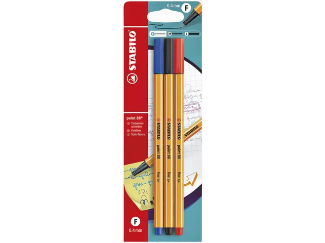 Fineliner STABILO point 88 0.4mm blister à 3 kleuren assorti