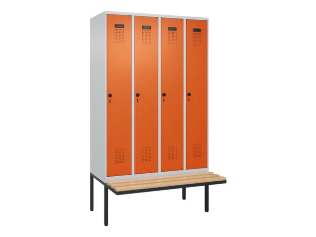 locker met bank,voor scheiding van kleding,HxBxD 2120x1200x815mm,4vak