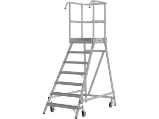 bordestrap,verrijdbaar,bordes H 1,7m,7treden m. R13-laag,aluminium - 3