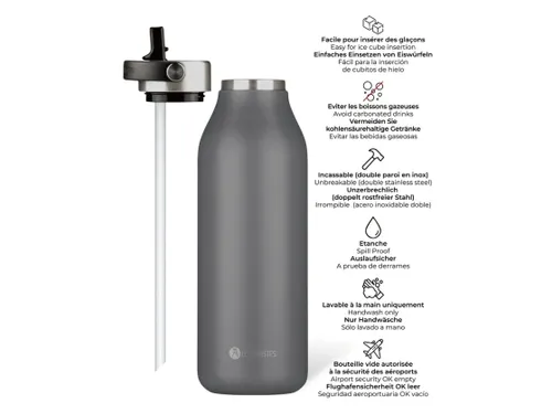 Thermosfles 2.0 Les Artistes Paris 1500ml Grey met rietje