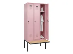 locker met bank,HxBxD 2120x900x815mm,3vak,vak B 300mm,draaigrendel