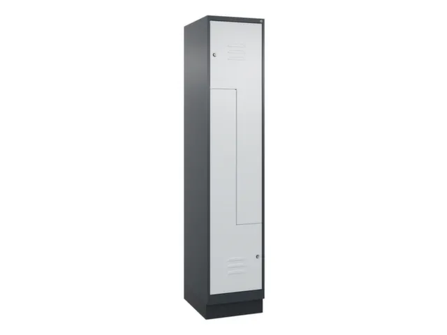 Z-garderobekast,HxBxD 1950x400x500mm,vak B 200/400mm,cil.-slot,sokkel