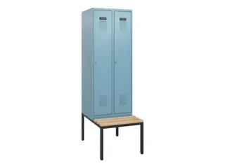 locker met bank,HxBxD 1950x600x815mm,2vak,vak B 300mm,cilinderslot - 2