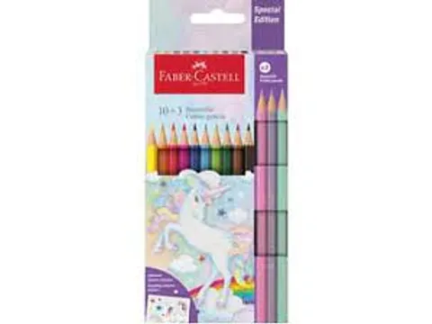Crayon de couleur Faber-Castell Licorne Hexagonal 10 couleurs + 3 past