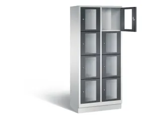 Lockerkast 1800x810x500mm 2x4 vakken Cilinderslot, Sokkel, RAL7021 - 1