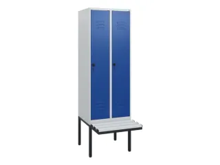 locker met bank,HxBxD 1950x600x815mm,2vak,vak B 300mm,draaigrendel - 1