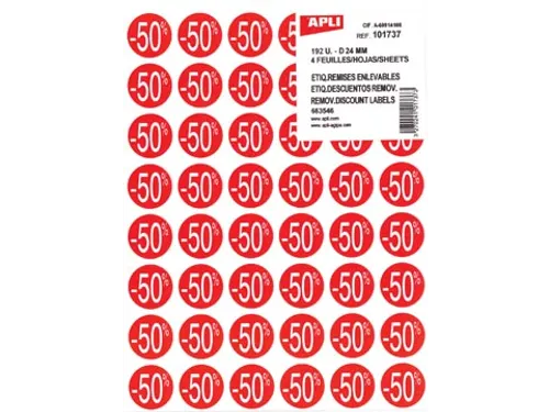Agipa Kortinglabel -50% rood 192 stuks verwijderbaar