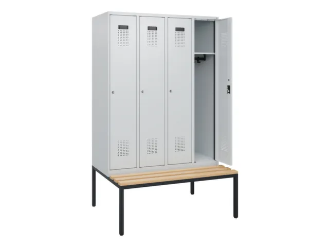 locker met bank,HxBxD 1950x1200x815mm,4vak,vak B 300mm,cilinderslot