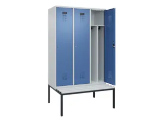 locker met bank,voor scheiding van kleding,HxBxD 2120x1200x815mm,3vak - 1