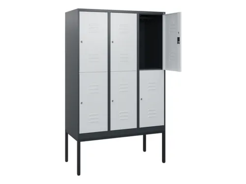 dubbeldekse locker,HxBxD 1950x1200x500mm,3x2vak.,vak B 400mm,cil.-slot