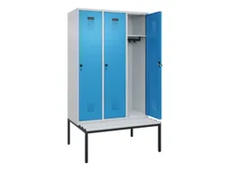 locker met bank,HxBxD 2120x1200x815mm,3vak,vak B 400mm,draaigrendel