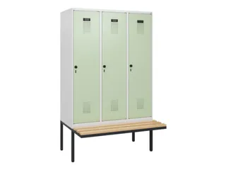 locker met bank,HxBxD 1950x1200x815mm,3vak,vak B 400mm,draaigrendel - 2