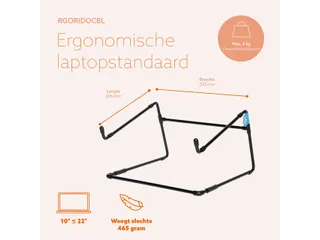 Laptopstandaard R-Go Steel Office voor 10-22 inch Zwart - 6
