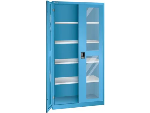 vitrinekast 1950x1000x580mm 4xStalen bodem key lock sokkel RAL5012
