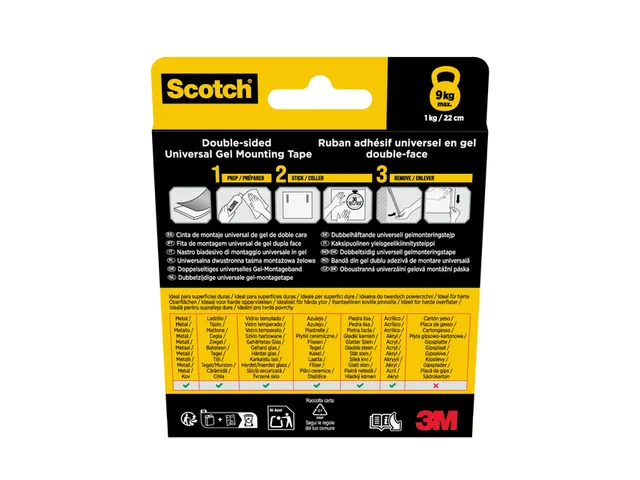 Montagetape Scotch universele dubbelzijdig geltape 3mx30mm transparant
