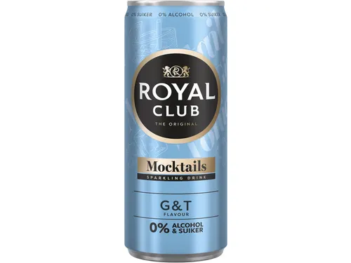 Mocktails Royal Club gin tonic 0% suiker en alcohol blik 250 ml