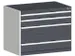 ladekast HxBxD 800x1050x750mm 4 laden romp Ral7035 front Ral7016 staal