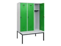 locker met bank,HxBxD 1950x1200x815mm,3vak,vak B 400mm,draaigrendel