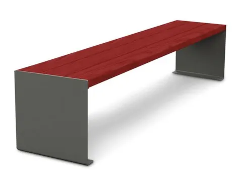 zitbank B 1800mm 3latten Mahonie hout zitting H 450mm staal grijs