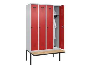 locker met bank,HxBxD 2120x1200x815mm,4vak,vak B 300mm,draaigrendel - 1