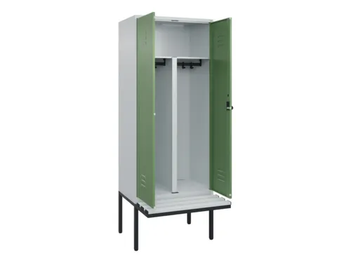 PBM-locker met bank,HxBxD 2120x800x815mm,2vak,vak B 400mm,draaigrendel